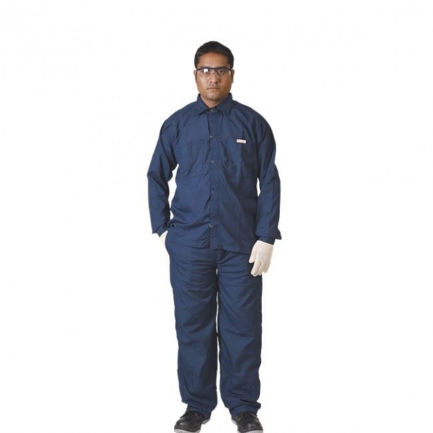 Picture of Breathable Cotton Blue Shirt With Trouser Work Safety Mechanic Uniform Coveralls