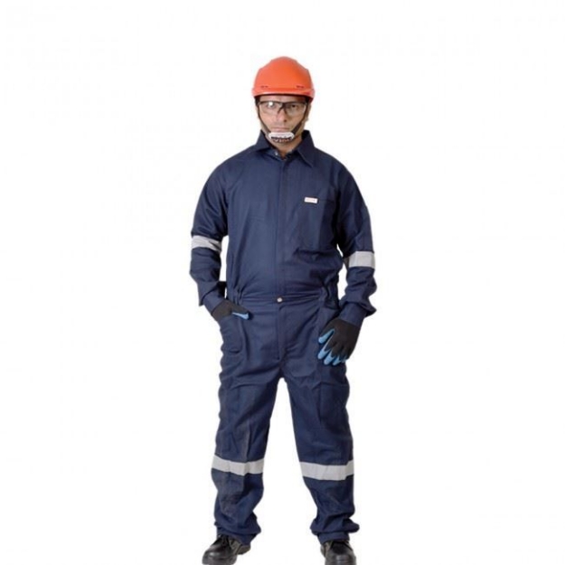 Breathable Cotton Navy Blue Fire Retardant Suit Work Safety Firemen Uniform Coveralls