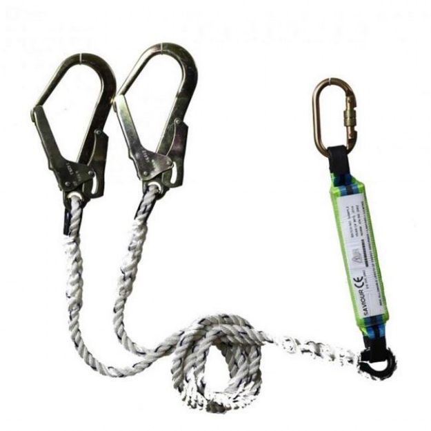 Double Polypropylene Shock Absorbing Lanyard with Scaffold Hook