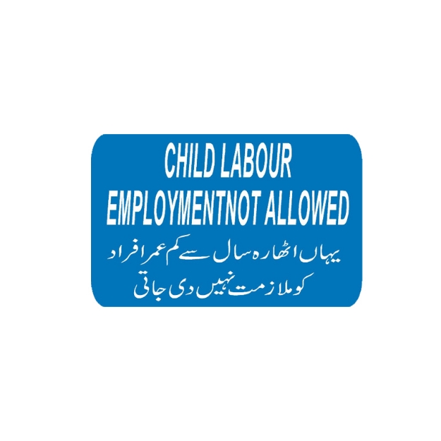 Picture of NEW-1004 Child Labour Employment Not Allowed Sign