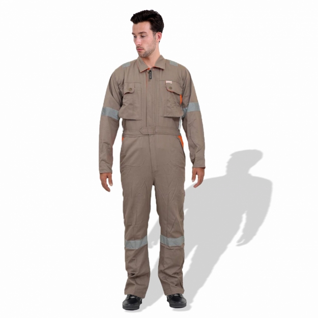 Prime Captain D592 Cotton Fabric 240 GSM Doha Elegance Safety Coverall With Grey Reflective Cloth