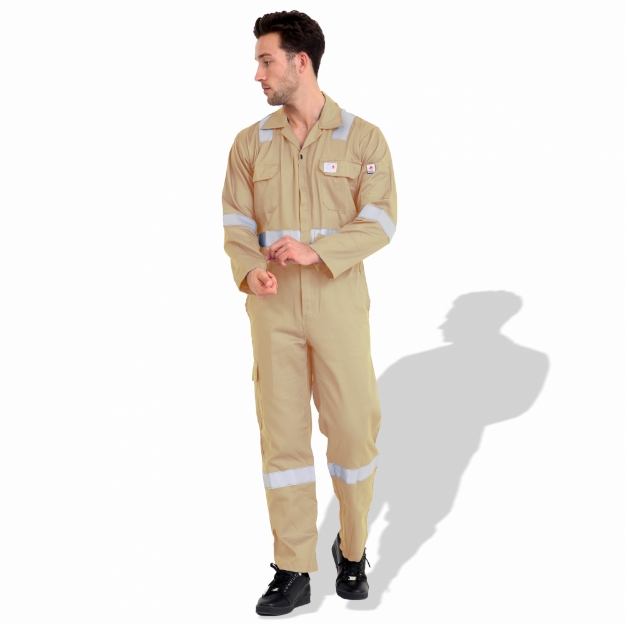 Flame Retardant F1023 Cotton Pre Shrink 240 GSM Coverall With Reflective Tape