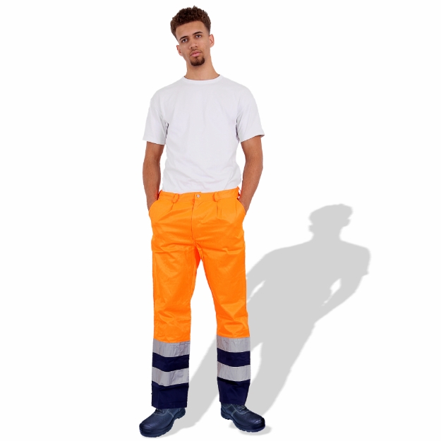 Prime Captain HVF3101 Polycotton High Visibility Reflective Tape Fluorescent Trouser