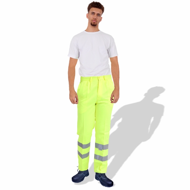 Prime Captain HVF3102 Polycotton High Visibility Reflective Tape Fluorescent Trouser
