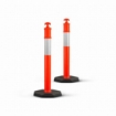 Orange T-Top Temporary Bollard with Reflective Bands & Base