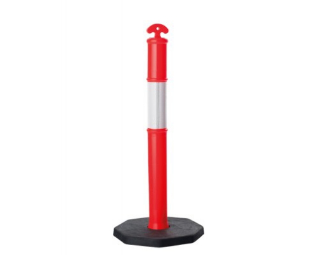 Orange T-Top Temporary Bollard with Reflective Bands & Base