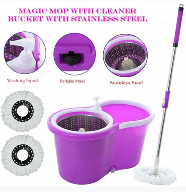 M-016- Purple Spin Mop Bucket With Wheels