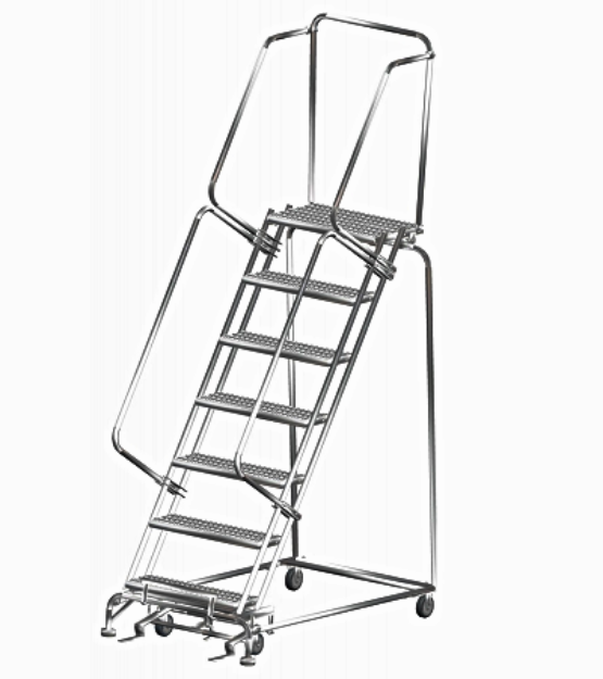 Heavy Duty Steel and Aluminum Rolling Warehouse Ladder Mobile Safety Steps for Industrial Access