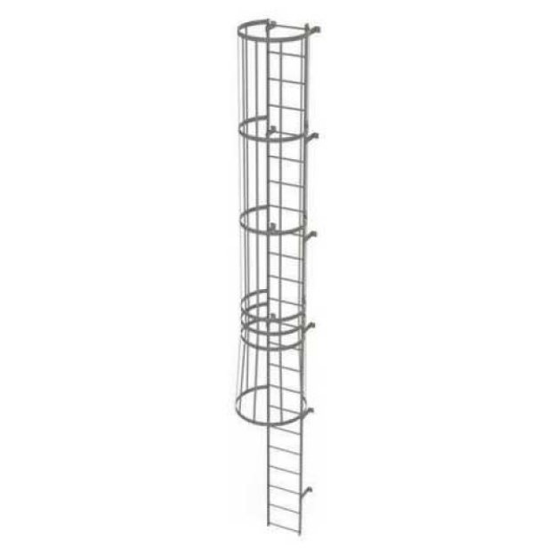 Heavy Duty Steel and Aluminum Fixed External Wall Safety Cage Ladder for Maintenance