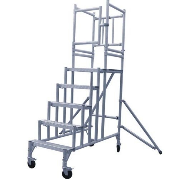 Heavy-Duty Aluminum Alloy Mobile Scaffolding Tower with Safety Podium Steps & Trolley