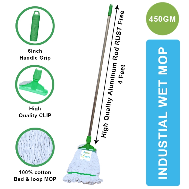 Wet Mop Set Cotton Floor Mop with 4 feet Aluminum Rod