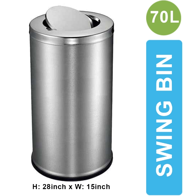 70L Stainless Steel Swing Dustbin