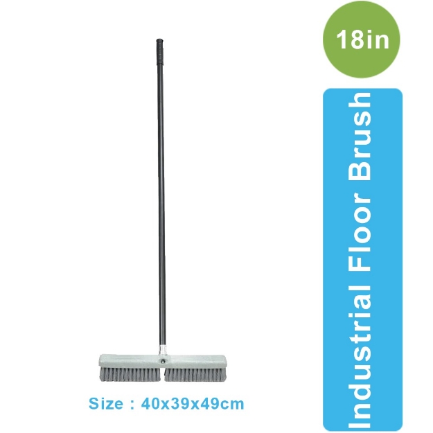 Heavy Duty AF01201 18 inches Plastic Handle Wide Brush Floor Cleaning Brooms