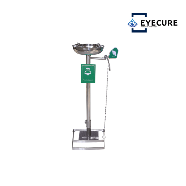 EYECURE SS-E150 Stainless Steel Pedestal Wall-Mounted Basin Eyewash Station