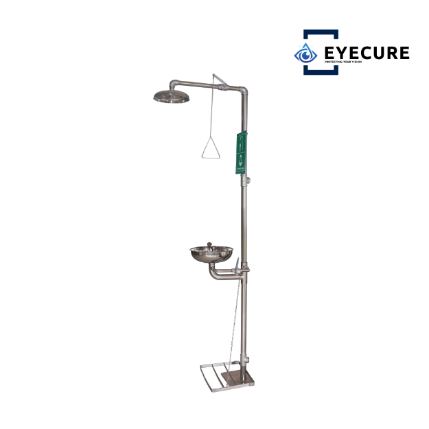EYECURE SS-E150 Stainless Steel Pedestal Wall-Mounted Basin Eyewash Station
