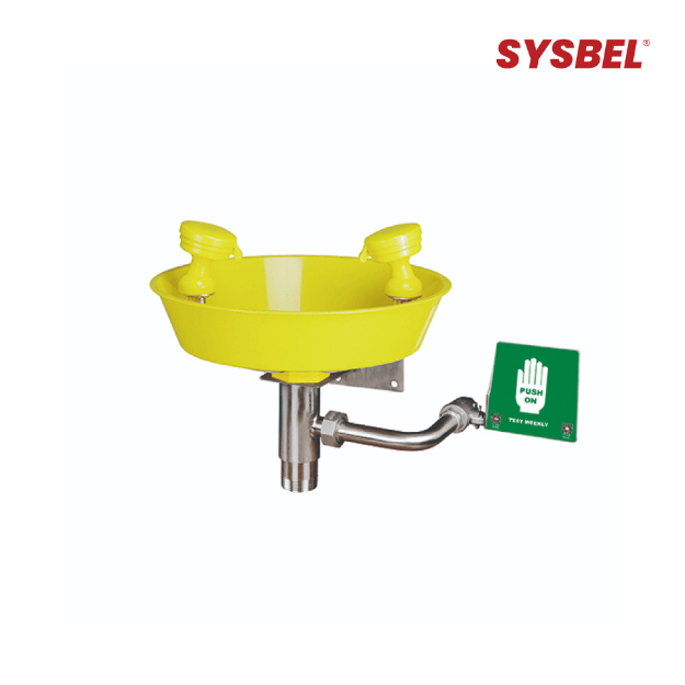 SYSBEL WG7023Y Stainless Steel and AES Plastic Wall Mounted Basin Eyewash Station