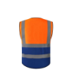 Reflective Orange Blue Clothing Jacket Breathable Mesh Multi Pockets Zipper Support Safety Vest