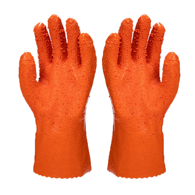Orange PVC 708 Anti Slip Oil & Waterproof Strong Grip Safety Protection Gloves