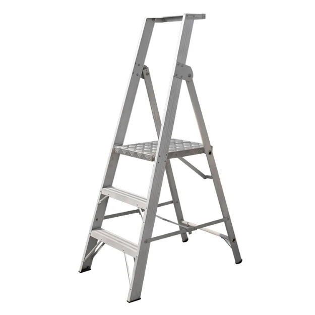 Heavy Duty Industrial Aluminium A type Folding Stairs Ladder With Work Platform