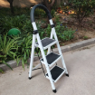 High Quality White Carbon Steel Folding Step Ladder with Anti Slip Rubber Pads