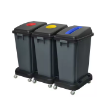 Outdoor AF 7333A 180 Litre Plastic Garbage 3in1 Compartment Recycle Trash Trolley Dustbin with wheels