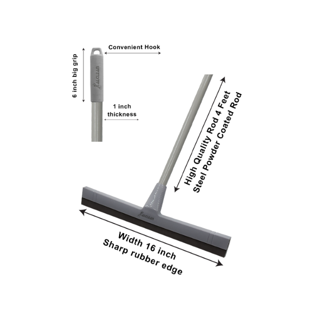 FV070 Plastic Grey Rubber Squeegee Steel Handle Floor Wiper