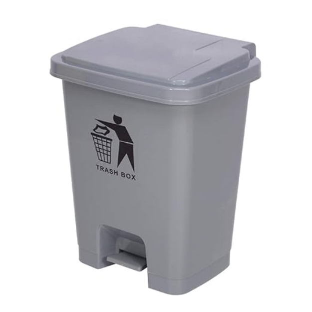 Grey Push Lid 15L Plastic Dustbin for Home & Office