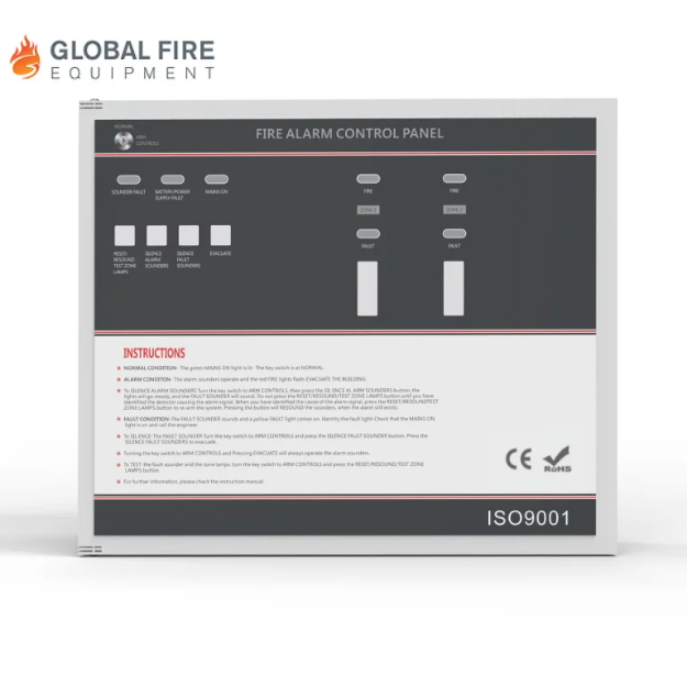 Global Fire CP100 2 Zone Conventional Fire Alarm Control Panel