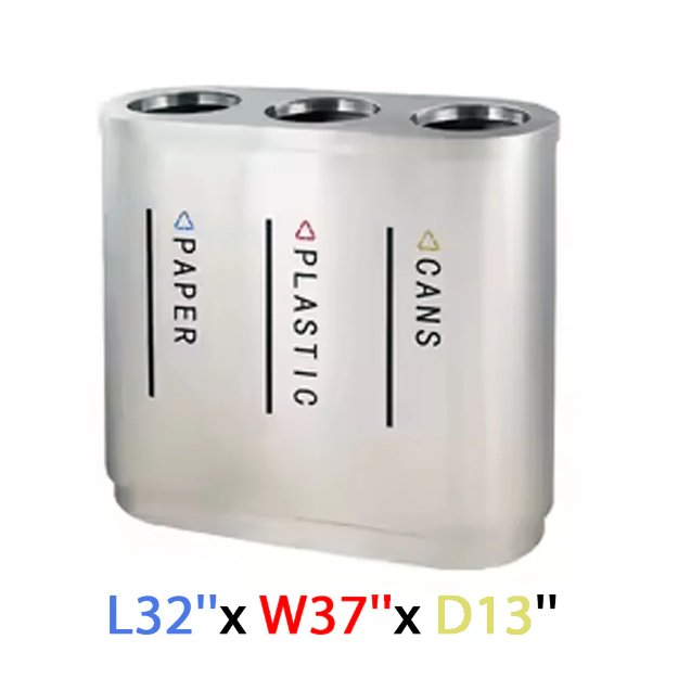 WN-001 Stainless Steel 3-in-1 Recycle Dustbin – Triple Waste Segregation Bin