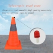 Folding Collapsible ABS Plastic Base Orange Grey Reflective Safety Traffic Cone With LED Light