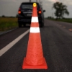 Folding Collapsible ABS Plastic Base Orange Grey Reflective Safety Traffic Cone With LED Light