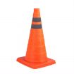 Folding Collapsible ABS Plastic Base Orange Grey Reflective Safety Traffic Cone With LED Light