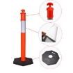 Orange T-Top Temporary Bollard with Reflective Bands & Base