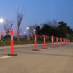 Orange T-Top Temporary Bollard with Reflective Bands & Base