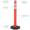 Orange T-Top Temporary Bollard with Reflective Bands & Base