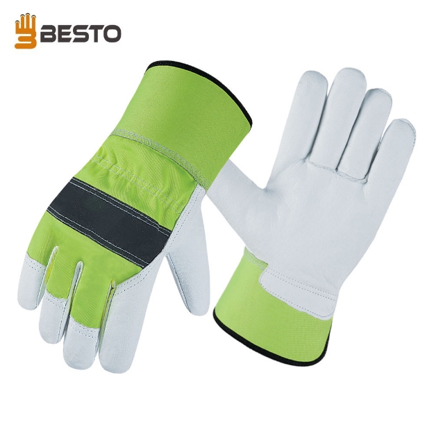 Besto 1009 Fluorescent Premium Canadian Rigger Industrial Safety Leather Work Gloves		