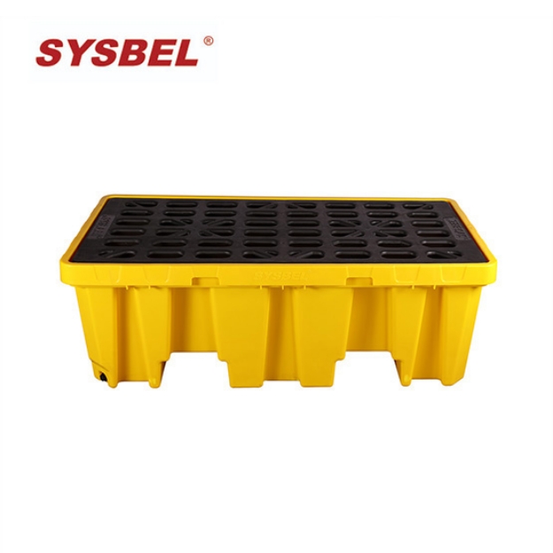 SYSBEL SPP102H 2 Drum Polyethylene Spill Containment Pallet Heavy Duty Chemical and Oil Drum Platform		