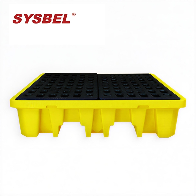 SYSBEL SPP104 2 Polyethylene 4 Drum Spill Containment Pallet Heavy Duty Chemical and Oil Drum Platform