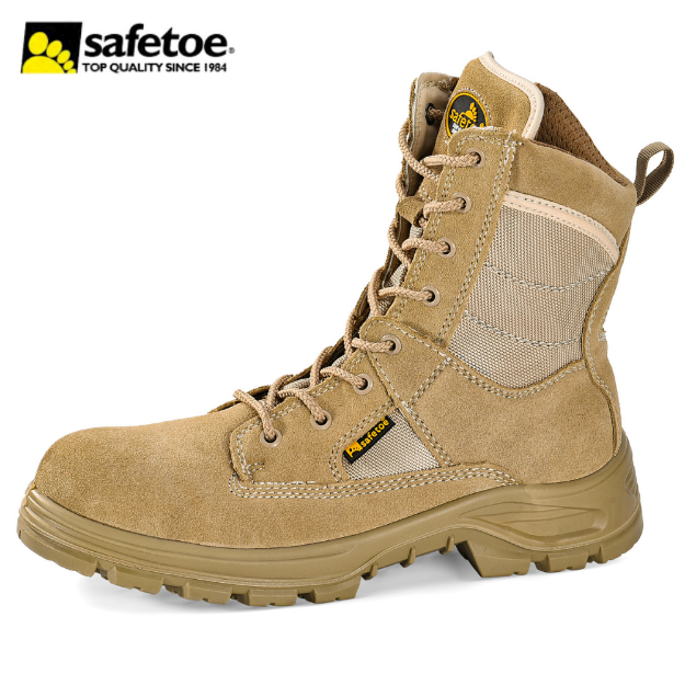 Safetoe H 9438 Beige S1P Suede Steel Toe Combat Safety Boots For Work