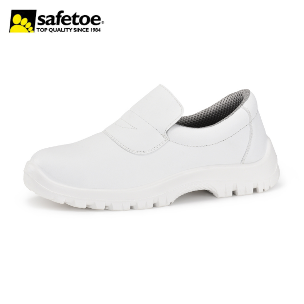 Safetoe Food Industry Microfiber PU Safety Shoes White Slip Resistant