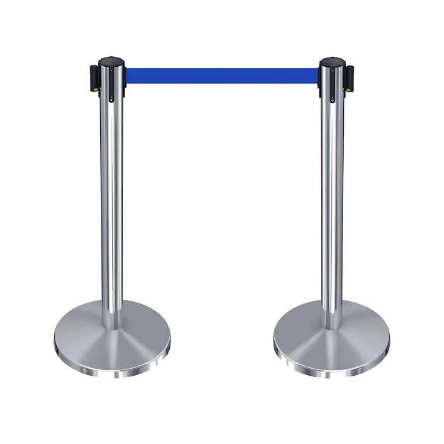 Retractable Queue Pole Crowd Control Barrier Stainless Steel Stanchion with Belt