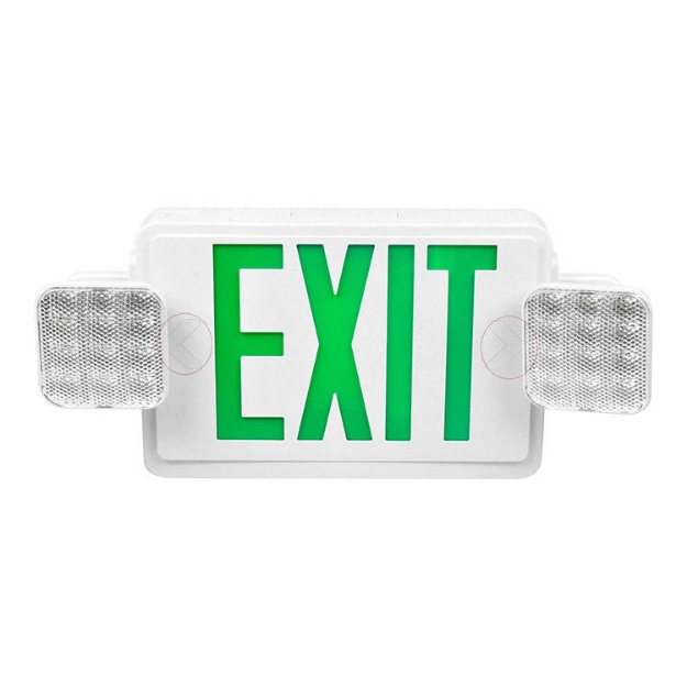 LED Combo Emergency Exit Sign Green or red Letters with Emergency Light