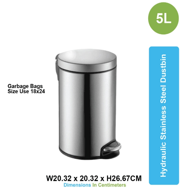 HOUSEHOLD ASD 07 5 LITER hydraulic STAINLESS STEEL DUSTBIN WITH PADDLE