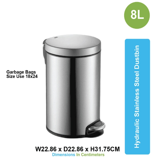 Household ASD 07 08 Litre Hydraulic Steel Dustbin with Paddle