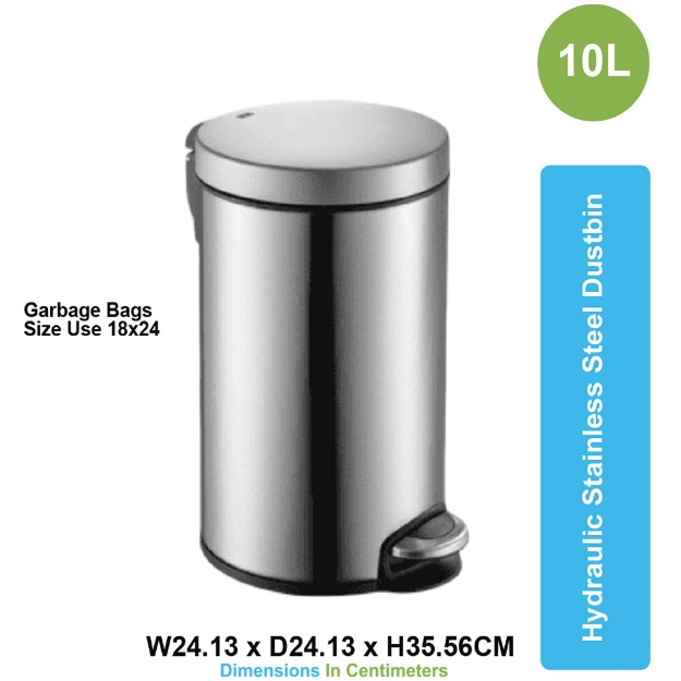 HOUSEHOLD ASD 07 10 LITER hydraulic STAINLESS STEEL DUSTBIN WITH PADDLE