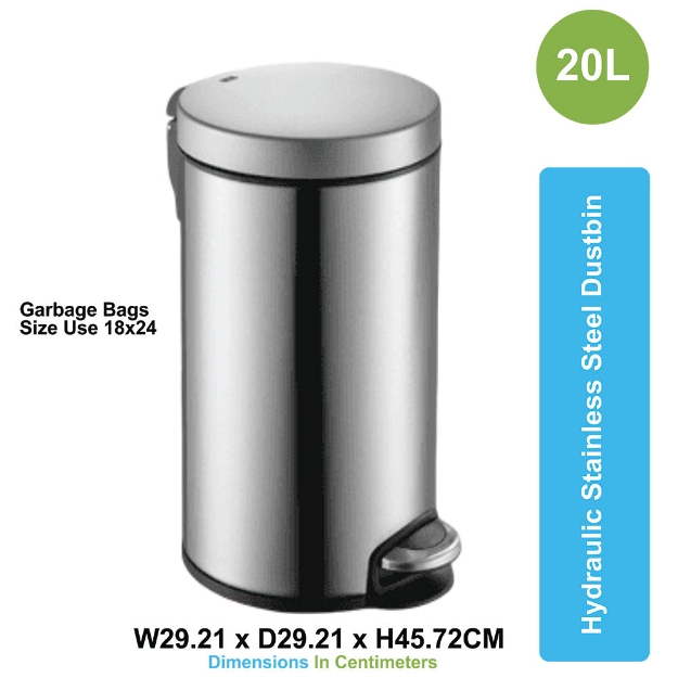 HOUSEHOLD ASD 07 20 LITER hydraulic STAINLESS STEEL DUSTBIN WITH PADDLE