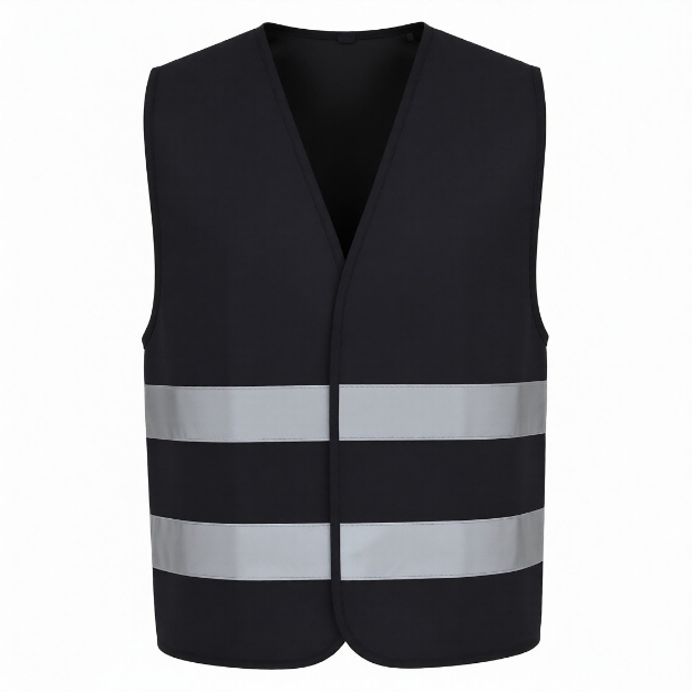 Reflective 120GSM Polyester Black Safety Vest