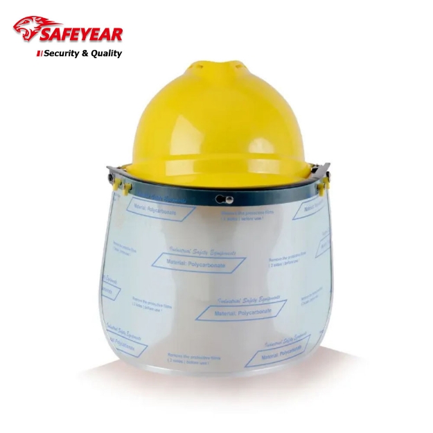 Safeyear W-018 Safety Helmet with Blue Eagle A2 Bracket and FC25 Visor Face Shield