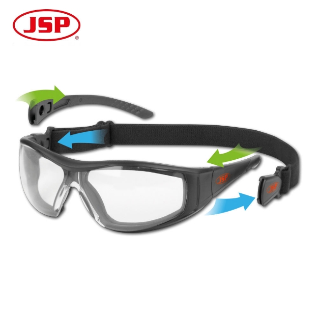 Stealth Hybrid Safety Goggles with Clear Anti Scratch and Anti Mist Lenses