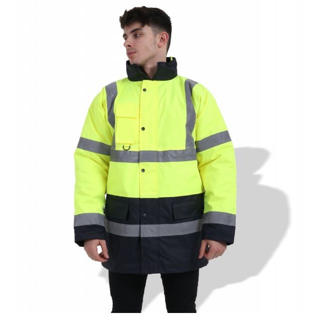 Fluorescent Parka FP1653 Road Clothing Hi Vis Safety Reflective Rain Coat Waterproof Jacket